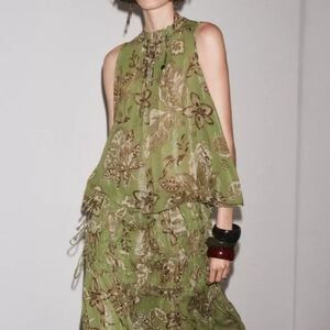 Zara Green Floral Women's Top